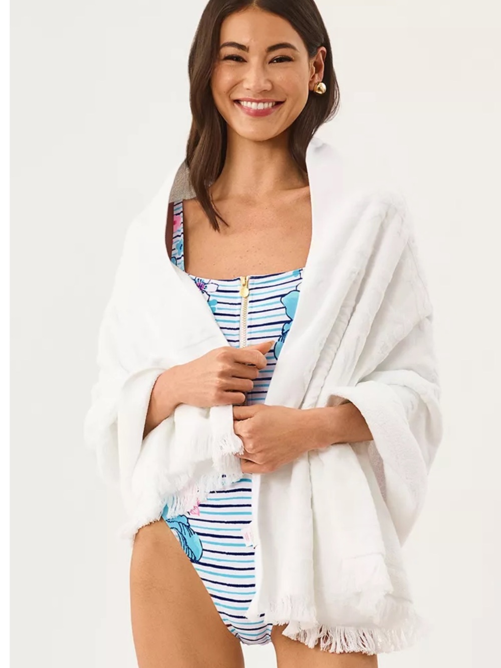 Lilly Pulitzer Beach Towel Resort White Terry Tropical Pool Vacation Preppy